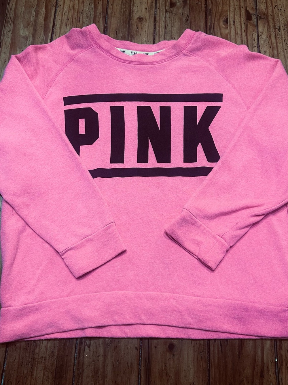 Victoria's Secret PINK Logo Crewneck Sweatshirt in Bright Pink